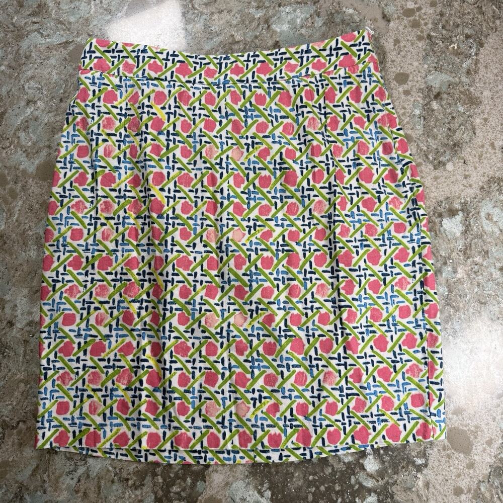 Tommy Bahama linen blend basket weave print above knee skirt woman's size 2